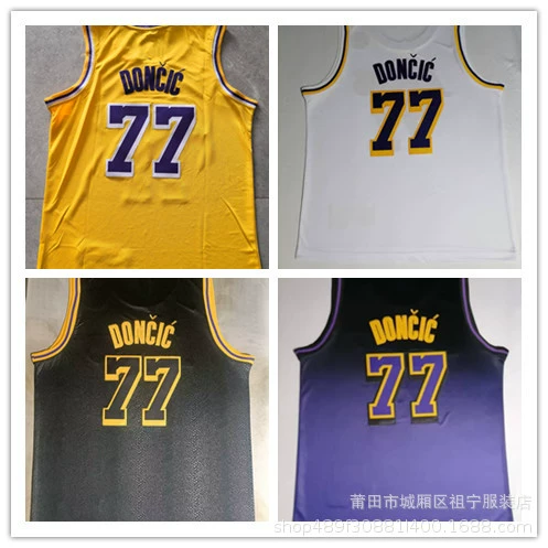 23 новый сезон баскетбольные майки Lakers № 77 Dongchic вышитый баскетбольный костюм тренировочный баскетбольный костюм