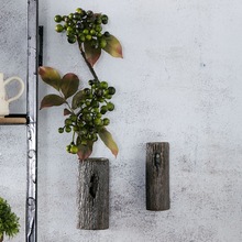 玩物志 复古文艺仿木陶瓷壁挂摆件 室内客厅装饰品日式插花花器