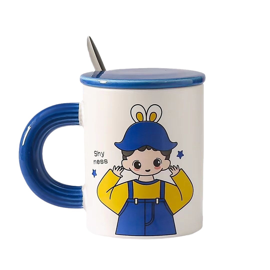 Caja de regalo de la taza de la pareja de niños y niñas de dibujos animados creativos de alta apariencia traje de regalo de San Valentín taza personalidad