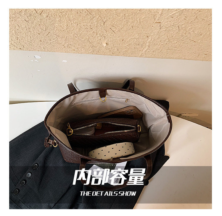 Túi tote nữ dáng kẹp nách đeo vai kiêm xách tay cỡ lớn — màu cà phê, màu nâu, xanh lá cây, đen chi tiết 4
