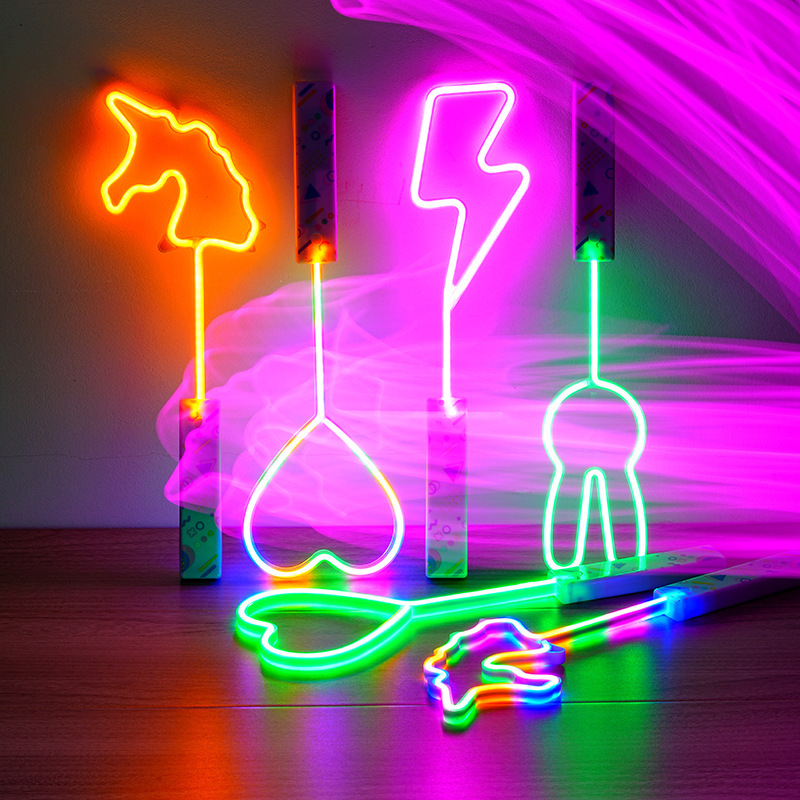 Cross-border trade LED neon flashing stick children's heart colorful magic stick luminous fairy stick toy wholesale