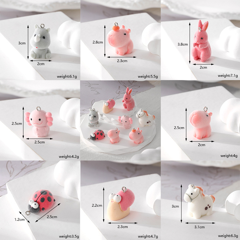 57g Weight Pendant Jewelry Making Type DIY Jewelry Accessories Classification 10 PCS/Package Quantity Resin, Flocking Material Animal Pattern All Seasons Season Epoxy Design Cartoon Style, Cute Style 10 PCS/Package Resin Flocking Animal Pendant 无