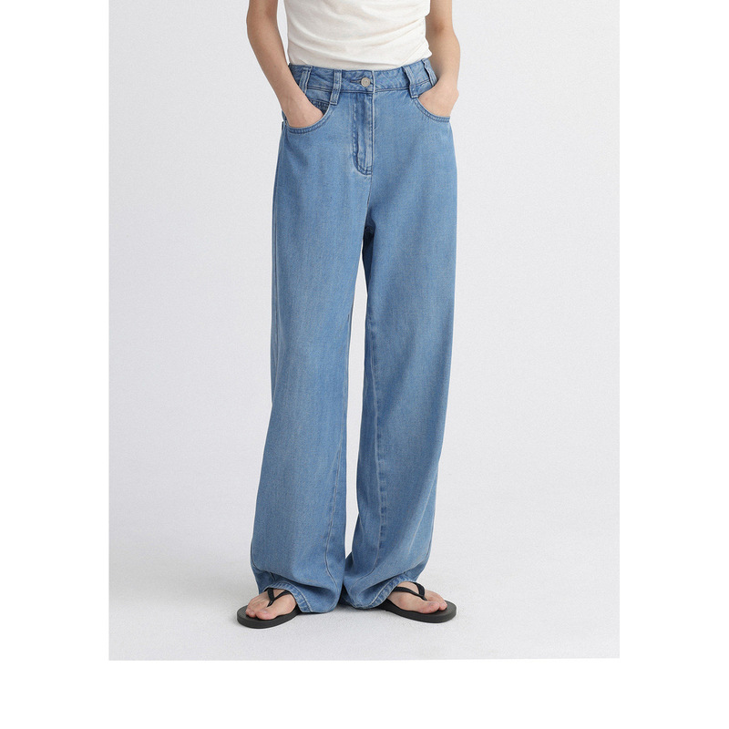 Clear and Comfortable!'Natural Breath' Tencel Denim Pants That Are Not Easily Deformed, Casual and Fashionable Straight-Leg Pants for Women in Summer