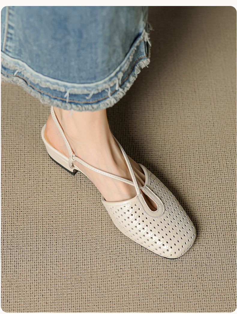Sandal nữ Mary Jane quai chéo hở gót, gót thô 3 cm, mũi tròn bít — đen chi tiết 14
