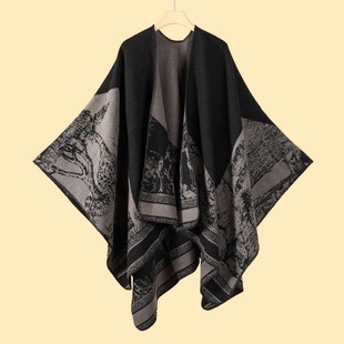 in stock Simple High-end Style Large Shawl Grassland Yunnan Ethnic Style Shawl Poncho Cape Cashmere Scarf