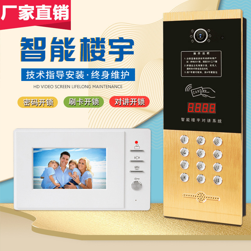 edificio conjunto de puerta de unidad de intercomunicación visual de alta definición extensión telefónica deslizando tarjeta contraseña sistema de control de acceso desbloqueado inteligente