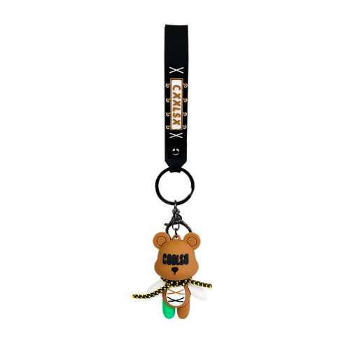 Genuine creative cartoon strap bear doll pendant car keychain school bag pendant couple exquisite small gifts wholesale