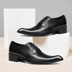 2021 New High-heeled Dress Banquet Leather Shoes Bridegroom Wedding Shoes Japanese Trendy Men's Performance Leather Shoes Black