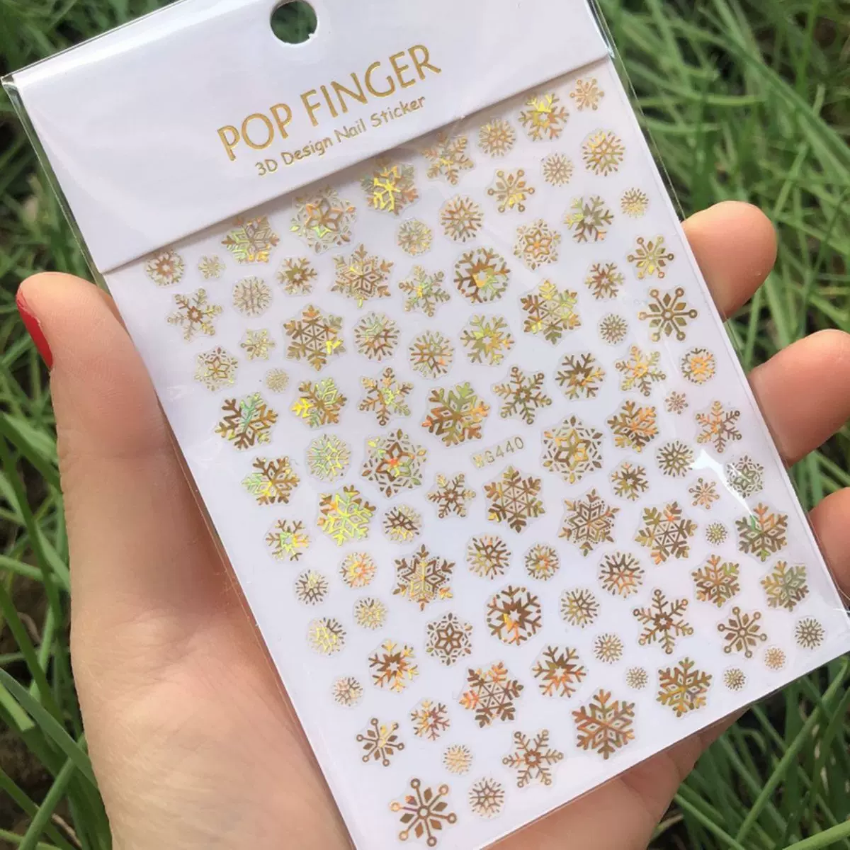 冬季雪花美甲贴 跨境电商美甲3D背胶夜光雪花美甲贴 WG440-443