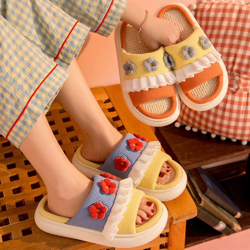 Лидер продаж, женские льняные тапочки NANBO TikTok, четыре сезона, льняные тапочки из ЭВА с мягкой подошвой в японском стиле для дома, для женщин