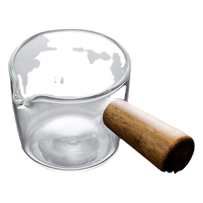 Italian glass small Milk Cup coffee Mini Milk Jar latte cup milk jar wooden handle small Milk Cup coffee oz cup