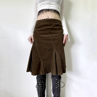 Retro Low-Rise Skirt with Lace Trim �����ٽzƴ�Ӱ���ȹ