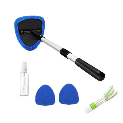 Dropshipping of Car Windshield Cleaning Car cleaning tools - 1-set-five-sided-retractable-pole-3-cloth-covers-spray-bottle-detail-brush