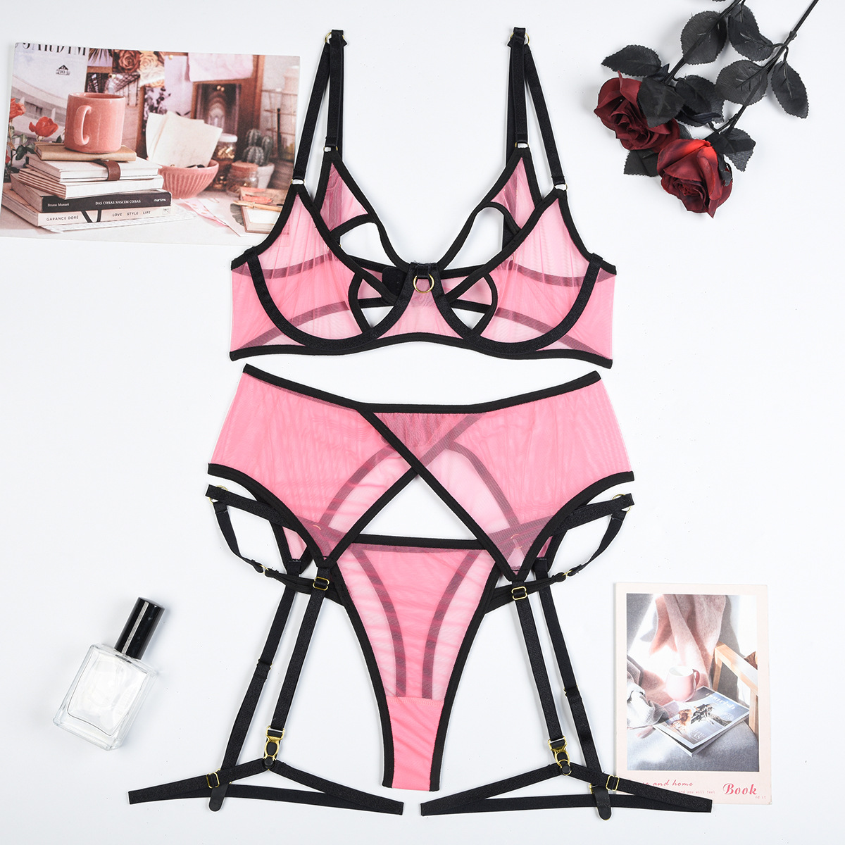 Butterfly Theme Three Piece Lingerie Set  