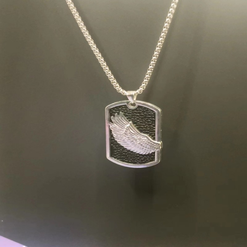Wings Pendant Sweater Chain Titanium Steel Necklace Unisex_voghion.com
