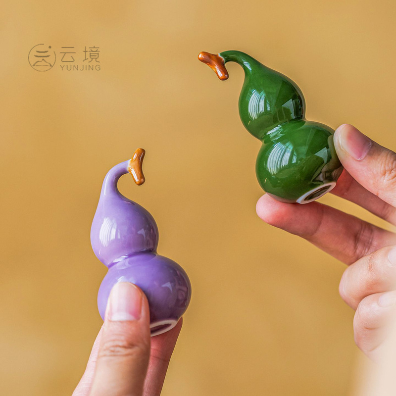 创意挂杯葫芦福光葫现茶玩摆件茶桌茶道陶瓷小茶玩家用茶道配件|undefined