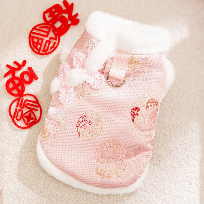 Ropa de Año Nuevo para gatos en invierno engrosado vestido de China mascota gatito gato muñecas de otoño y invierno gato azul camisa de Año Nuevo