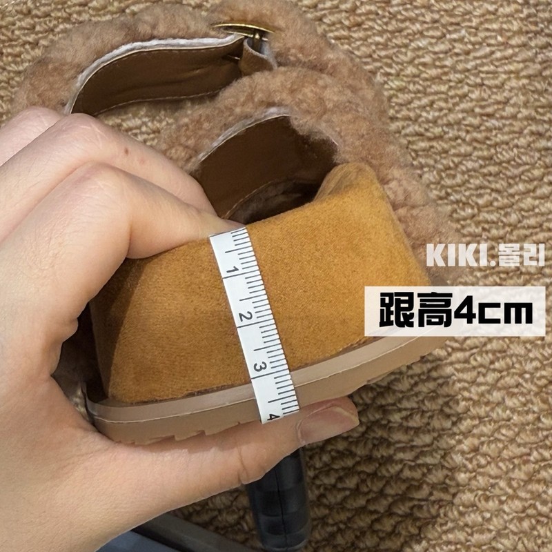 mollykiki复古厚底一字拖毛毛鞋女外穿2025新款百搭羊羔毛拖鞋潮|undefined