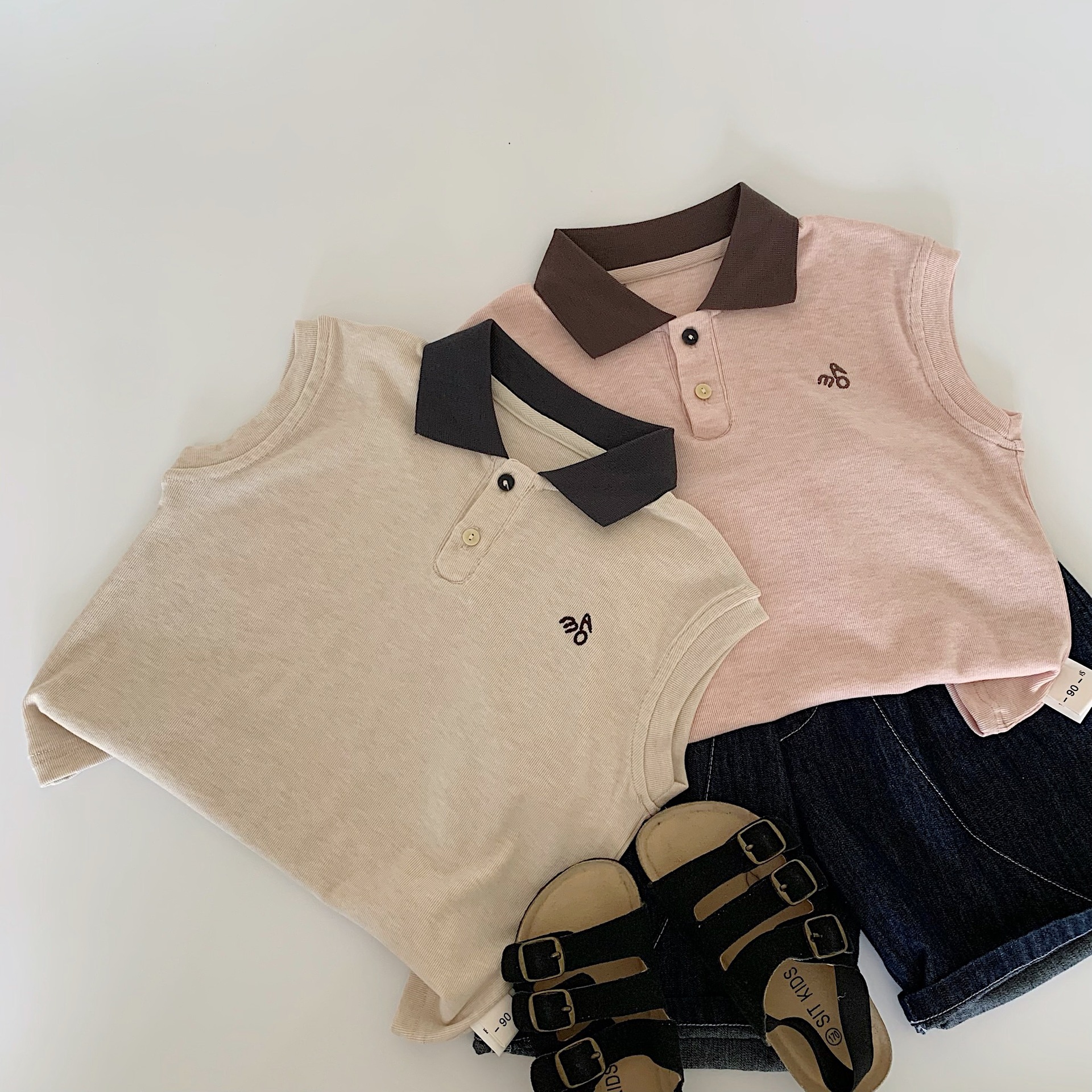 Camiseta de manga corta de verano para niños Maibao 2025 nuevo estilo para hombres y mujeres tops sin mangas de color sólido para niños