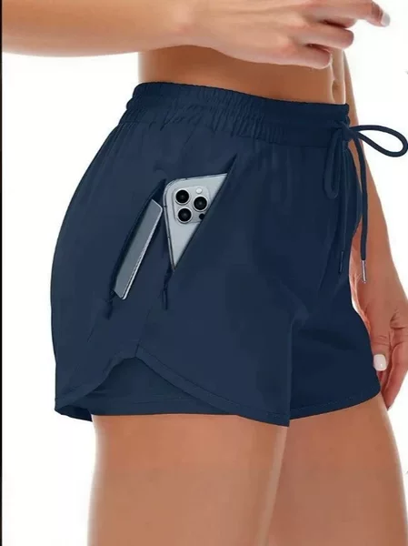Amazon Cross-Border Women's 5inch Sports Running Shorts Quick-Drying Lightweight Fitness Shorts with Invisible Zipper