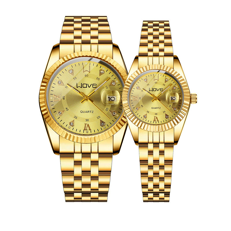 Exquisite Diamond Encrusted Quartz Watches For Couples With Calendar_voghion.com