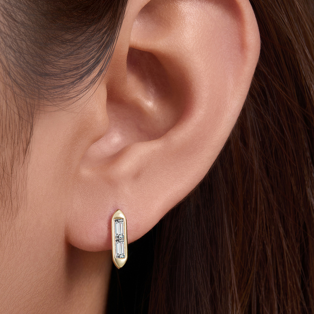 Estilo coreano S925 plata esterlina simple geométrica todo partido elegante cuadrado con incrustaciones de circón pendientes de plata de lujo ligero de las mujeres joyería