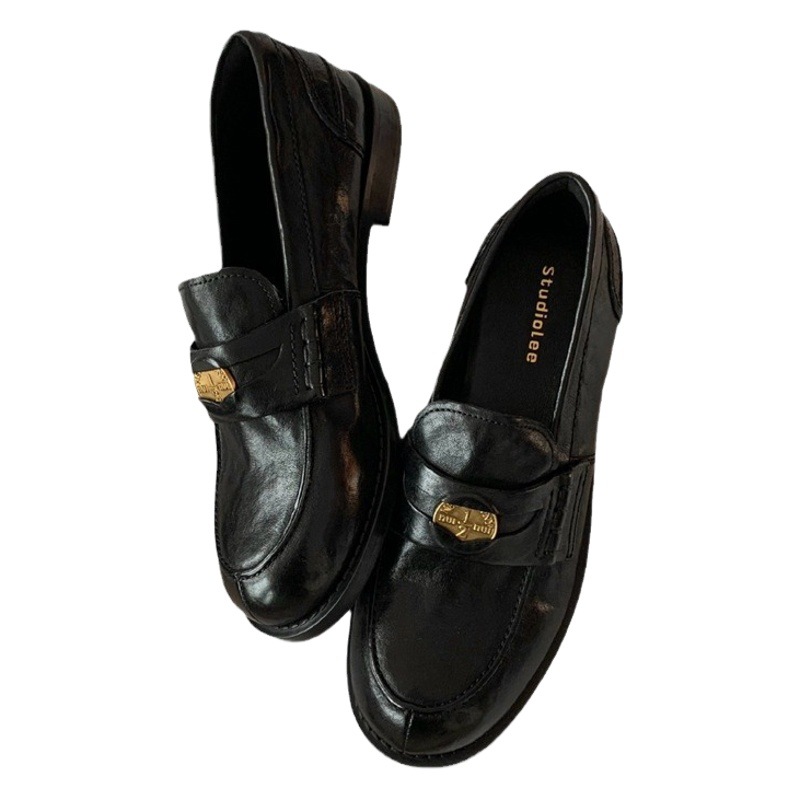 Mocasines Retro con Punta Redonda de Microfibra con Adorno de Metal para Diario image 1