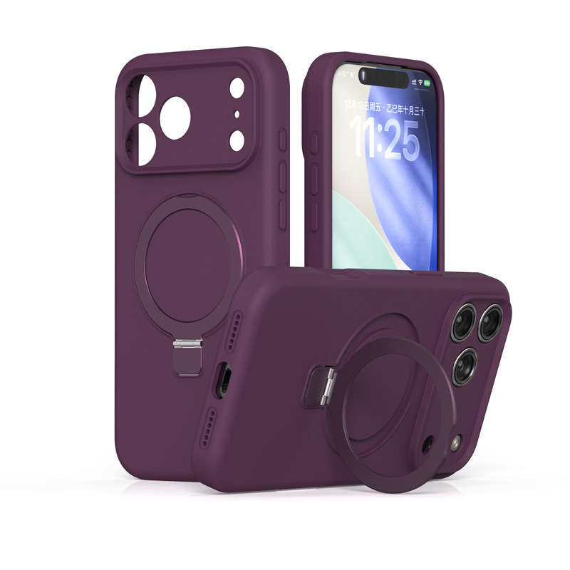 Suitable for Apple 18 Pro Max, this liquid silicone phone case features a solid color and a magnetic stand, and is a protective case for the iPhone 17 Suitable for Apple 18 Pro Max, this liquid silicone phone case features a solid color and a magnetic stand, and is a protective case for the iPhone 17
