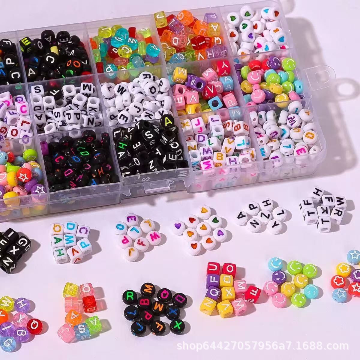 Cuentas de letras de patrón acrílico de agujero pasante cuentas sueltas diy pulsera de cadena de teléfono móvil joyería de cadena de todo fósforo accesorios con cuentas