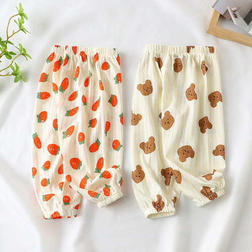 Summer new children's cotton mosquito-proof pants for boys, girls and babies, thin loose bloomers, one piece on behalf of children.