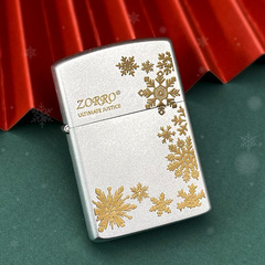 ZORRO佐羅磨砂白雪花煤油打火機激光深雕露銅創意防風廠家批發