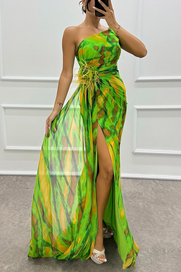 409g Weight Maxi Long Dress Dress Length Type Sleeveless Sleeve Length Swing Dress Dresses Type Polyester, Chiffon Fabric Type Mid Waist Waist Line Holiday, Cocktail Party Occasion Oblique collar Neckline Slim Fit Type Color Block Pattern Summer Season Women's Gender Printing, Zipper Design Elegant, Sexy Style Wholesale Women's Elegant Sexy Printing Zipper Color Block Holiday Cocktail Party Oblique Collar Sleeveless Swing Dress 8