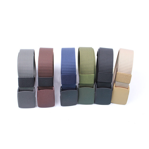 Wholesale casual canvas belt for students military training nylon waist tie outdoor sports tactical versatile smooth buckle soft belt