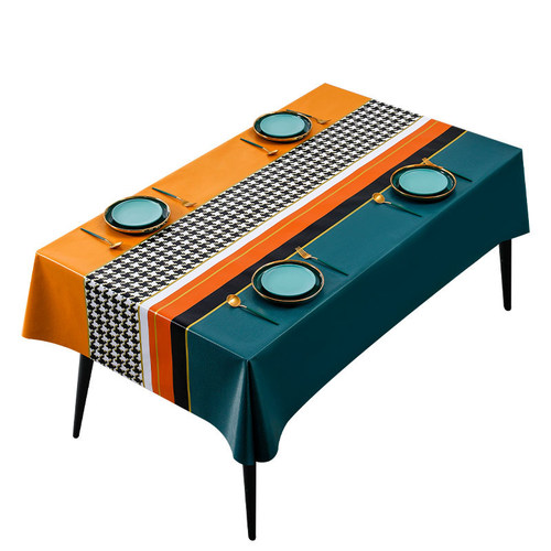 Benzhi exquisite houndstooth leather tablecloth wholesale waterproof and oil-proof PVC tablecloth ins style coffee table cloth dining table mat