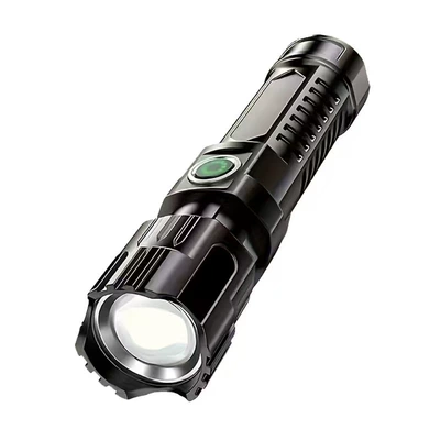 Cross-Border Popular High-Brightness Flashlight USB Rechargeable Telescopic Zoom Large Floodlight Handheld Outdoor Emergency Lighting (UV fənərlər) - single-pack-1pc