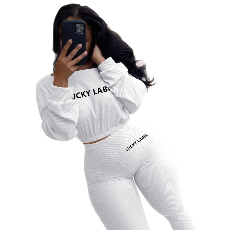 2025 Amazon Best-Selling European and American Export Women's Autum Ribbed Letter Embroider Sports and Leisure Suits 2025 Amazon Best-Selling European and American Export Women's Autum Ribbed Letter Embroider Sports and Leisure Suits