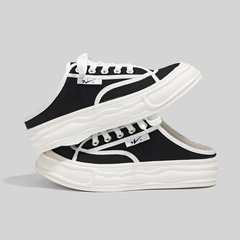 Ins trendy Korean version semi-drag canvas shoes for women, three times spring new breathable Korean version thick sole casual shoes for children and girls, model 8575