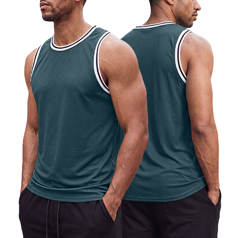 Comercio exterior transfronterizo americano pesado ocio hombre color de contraste sin mangas hombro deportivo holgado multicolor chaleco de fitness diario