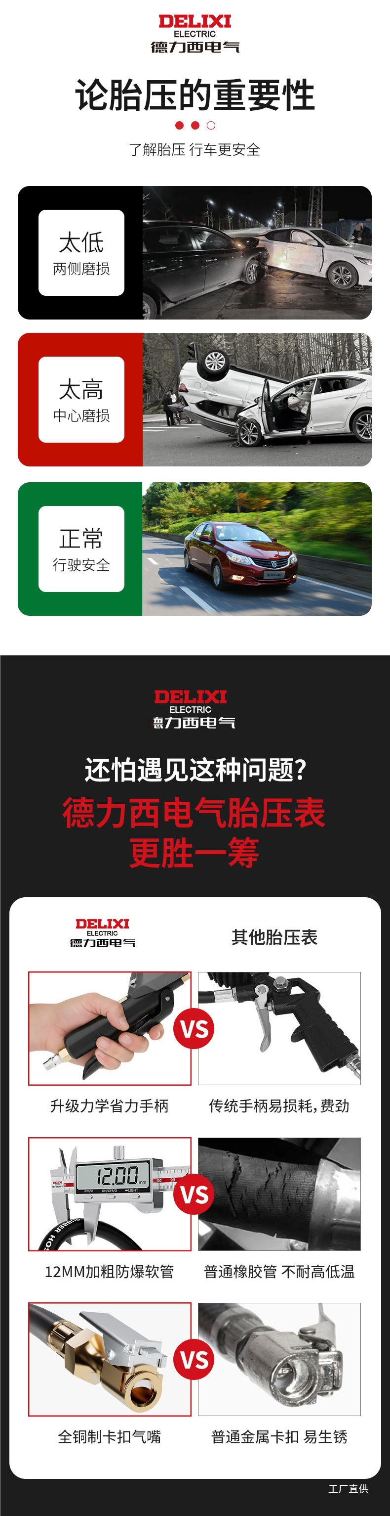 Delixi Electric Digital Tire Pressure Gauge Car Tire Inflation Pressure Gauge Air Inflation Gauge Tire Pressure Gun Others