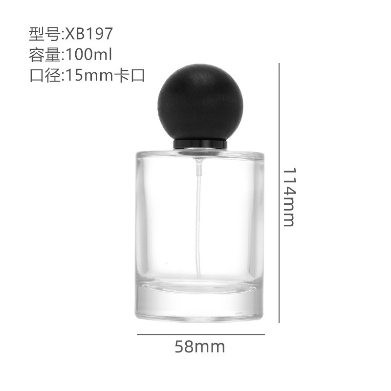 工場現物卸売り15バヨネット円柱プッシュ式透明香水細霧噴霧ガラス瓶はハスの木のボールカバーを含んでいる|undefined