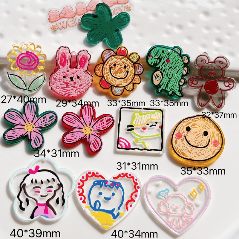 Acrylic Material Accessories Funny Keychain Buckle Accessories Shoe Flower DIY Detachable Decorative Accessories Manufacturer Wholesale