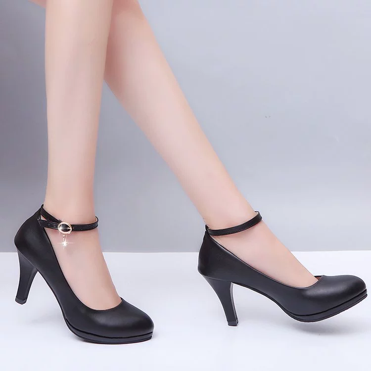 Туфли на высоком каблуке, женская черная модель, чонсам, водонепроницаемая платформа, пряжка с одним словом, профессиональная рабочая обувь, обувь для подиума, этикет