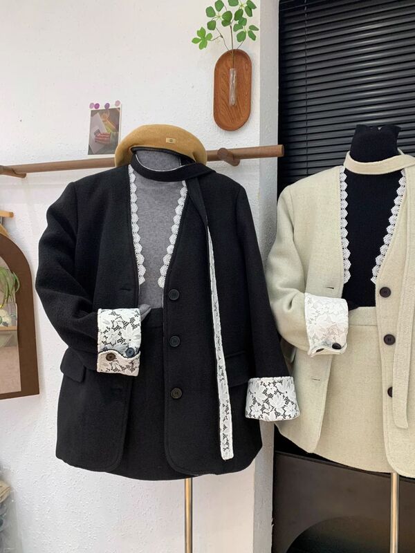 Winter Fashion Light Luxury Thickened Lace Woolen Suit down Jacket Set New Arrivals Trendy Women's Clothing New Arrivals Winter Fashion Light Luxury Thickened Lace Woolen Suit down Jacket Set New Arrivals Trendy Women's Clothing New Arrivals