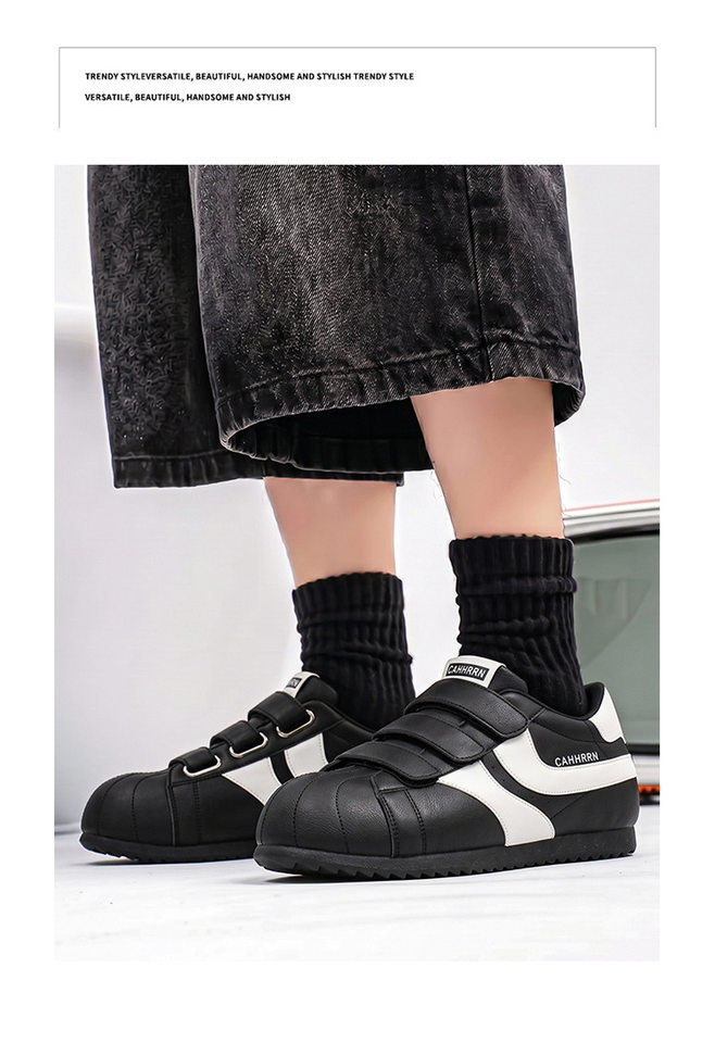 Giày sneaker nam mũi tròn khóa dán kiểu Đức huấn luyện, đế bằng gót thấp 1–3 cm, phối màu trơn — A2862 màu trắng, A2862 màu vàng, A2862 màu đen chi tiết 20