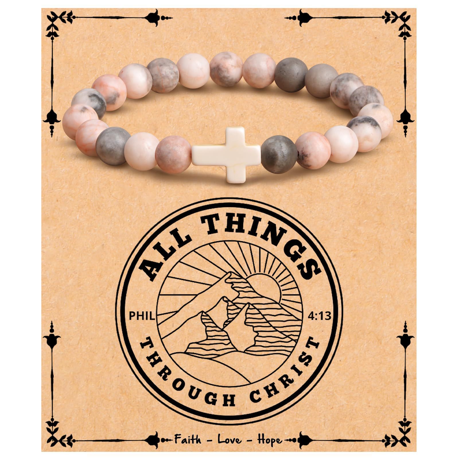 핑크 얼룩말 팔찌 + 그리스도 주변의 모든 것-PHLL 4:13 카드