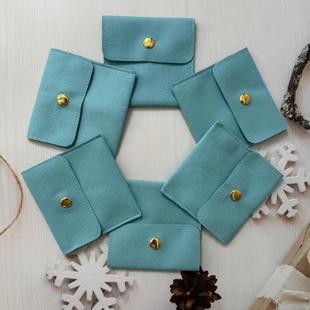 Factory Ready-Made Microfiber Velvet Bag Lake Blue Jewelry Storage Dust Bag High-End Gold Snap Microfiber Envelope