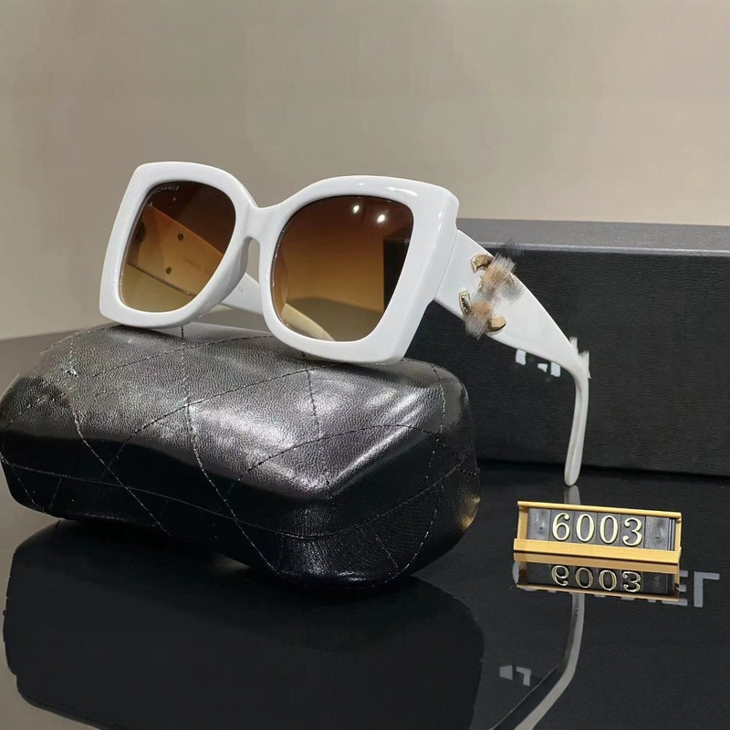 2025 ヨーロッパとアメリカのハイエンドスクエアフレーム新しいワイドレッグダブルサークルファッションサングラス抗 UV キャットアイサングラス 6003|undefined
