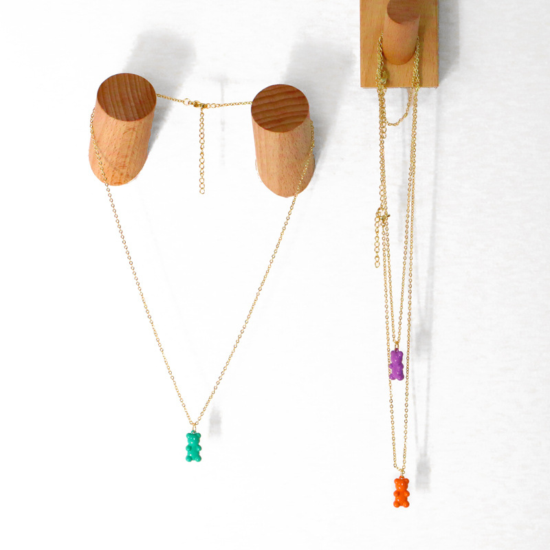 wholesale jewelry color bear shape pendant coppernecklace nihaojewelry