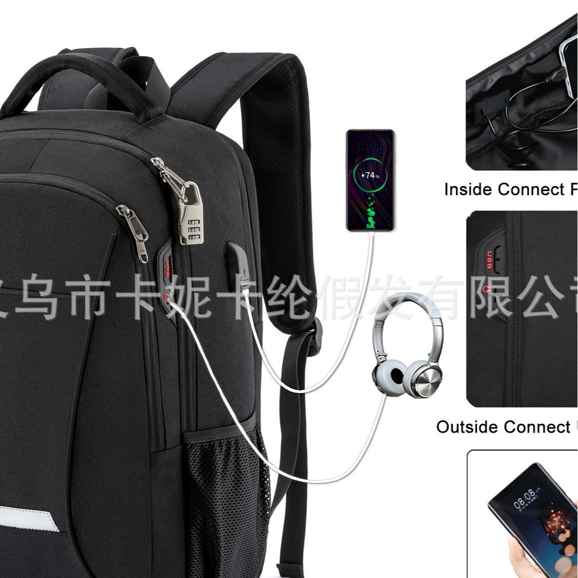 NEWLOOK regalo de negocios mochila de moda para hombres versátil mochila de estudiantes multifunción 15.6 pulgadas