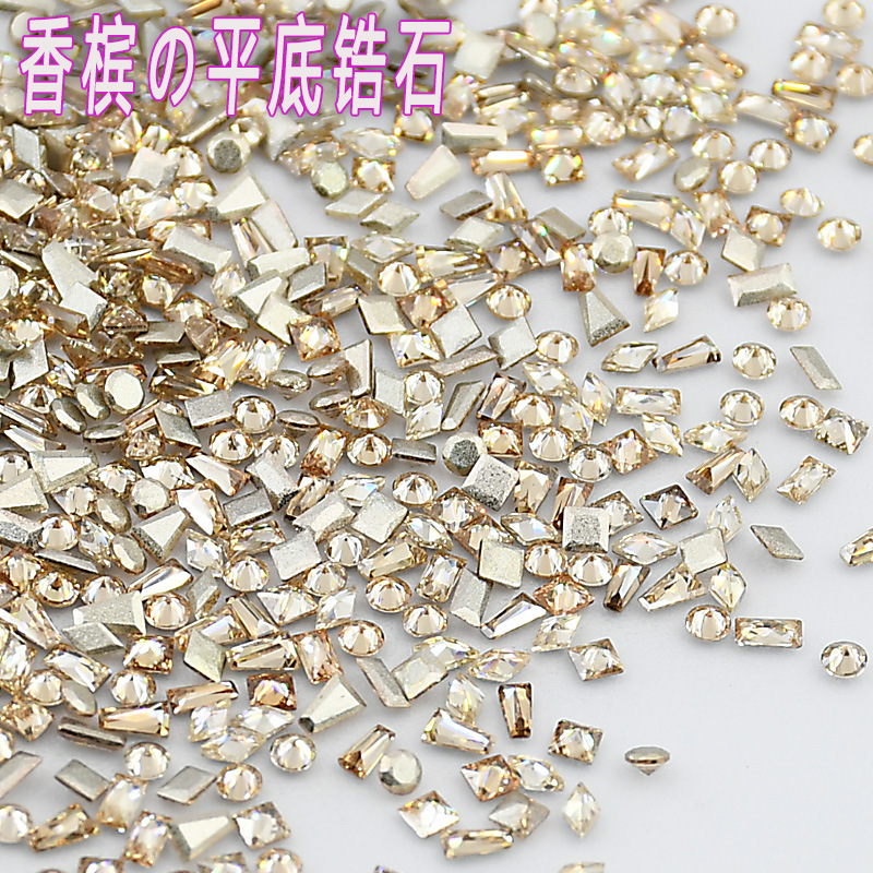 Mixed 5A Nail Art Rhinestones Champagne Zirconia Flat Bottom Mini Super Shiny Wearable Nail Small Round Rhinestone Decoration Nail Art Rhinestones Wholesale